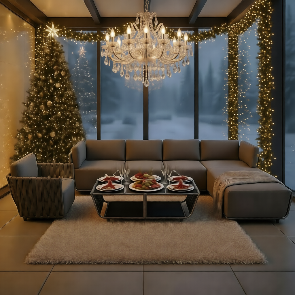 Новогодняя фотозона с уличным диваном