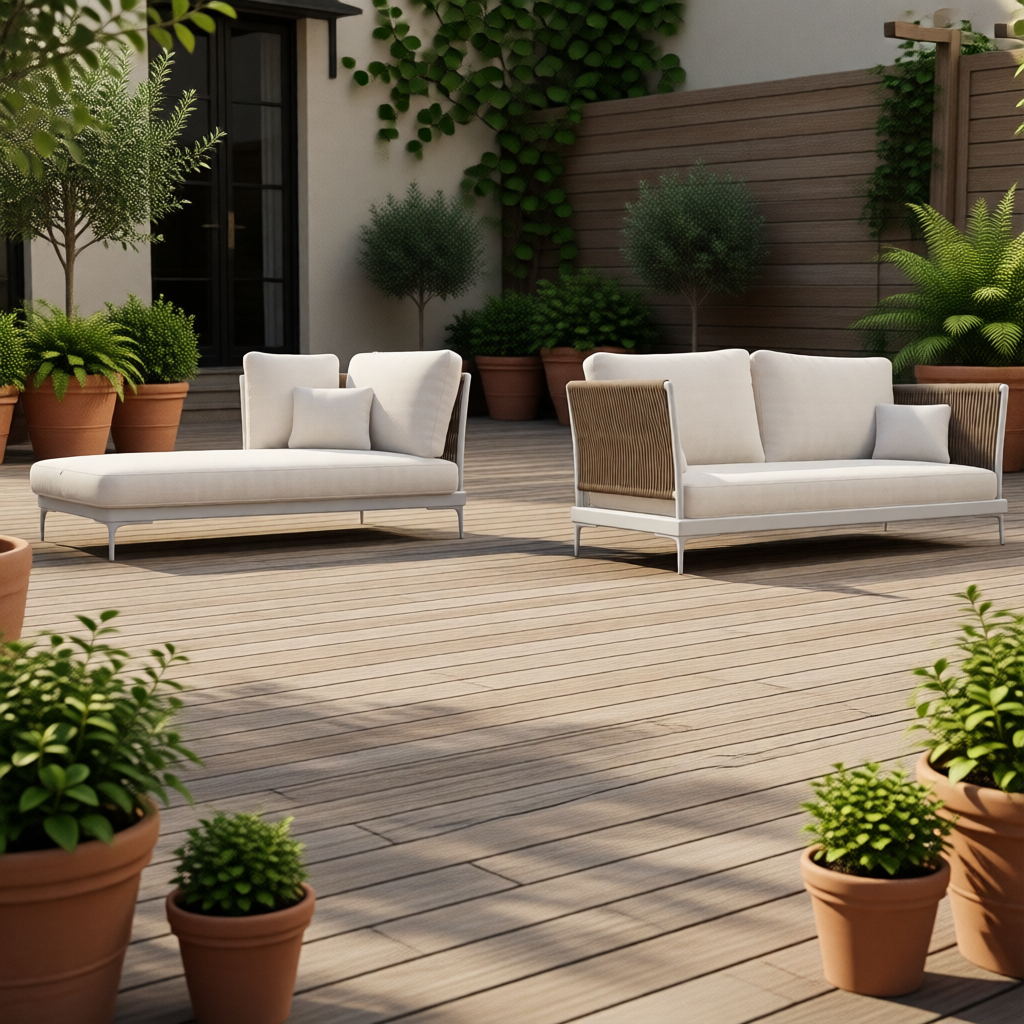 Диван и шезлонг вместе в зоне отдыха