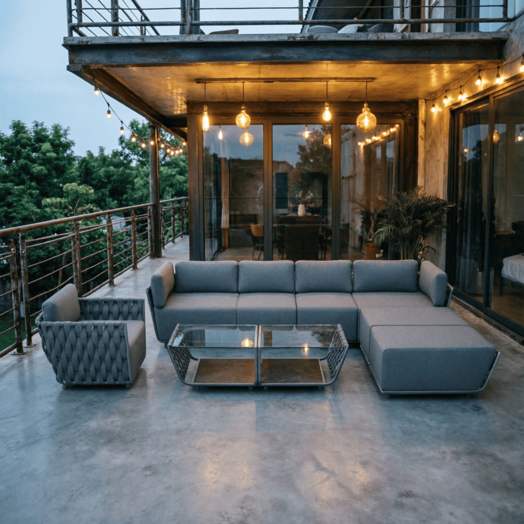 Кирпичный дом с мебелью в стиле лофт