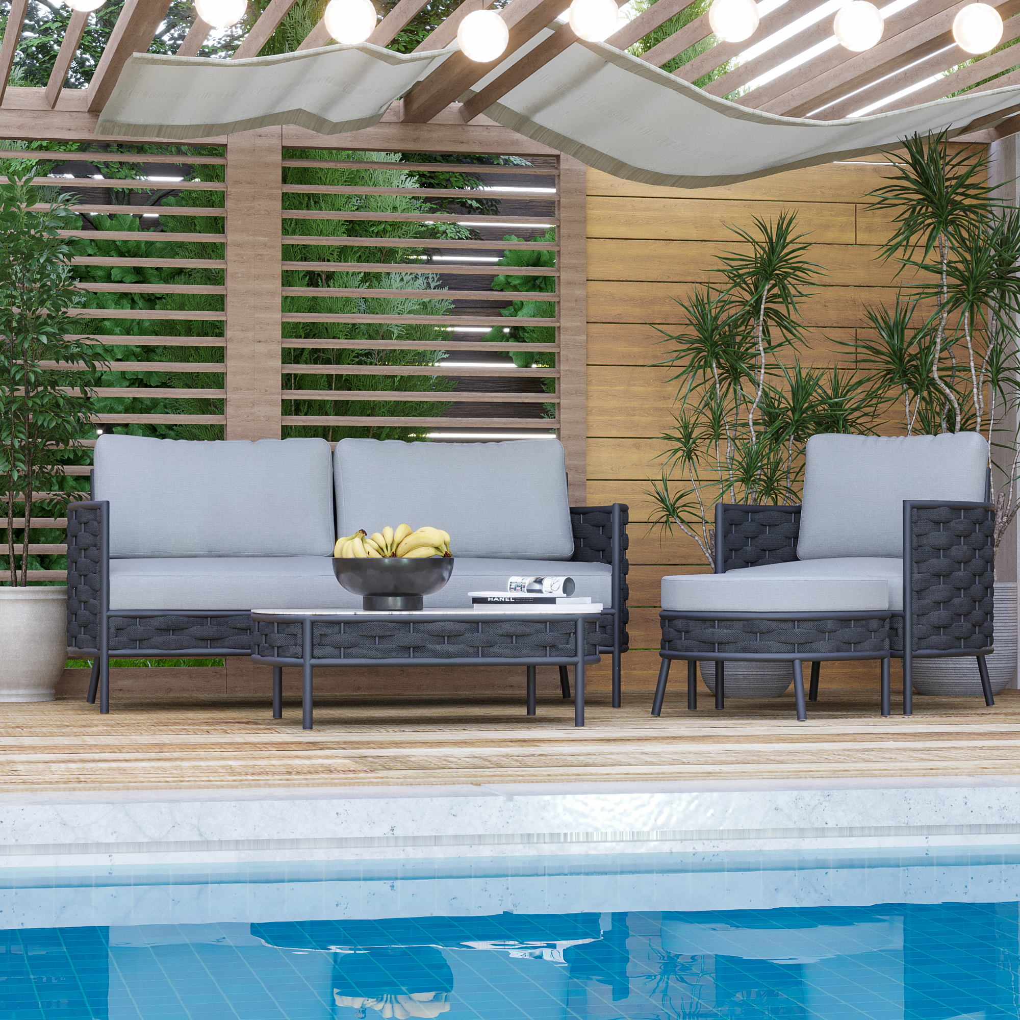 Модульная мебель для зоны общения у бассейна