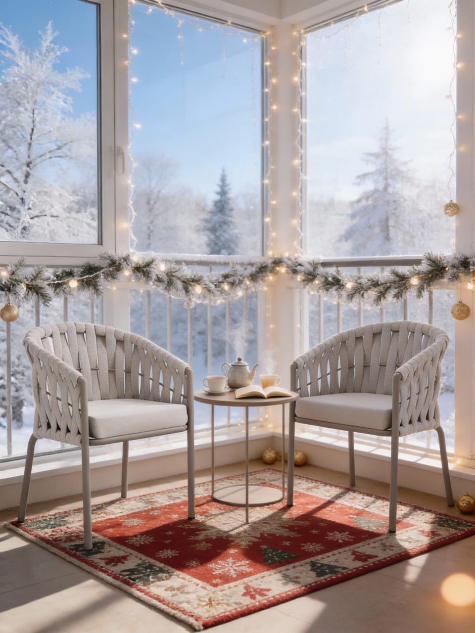 Новогодняя каминная зона с мебелью Sunny Blioni